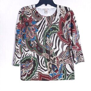Jillian Nicole Brown Floral Paisley Button Front Cardigan Women's Size Medium